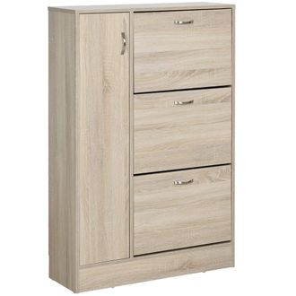 HOMCOM Armario para zapatos 79x26x120 cm natural