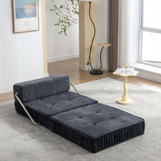 STILVORA Divano Convertibile Modulabile 2 Posti 2 In 1 Con Funzione Letto, Poltrona Da Pavimento Con Molle, Grigio