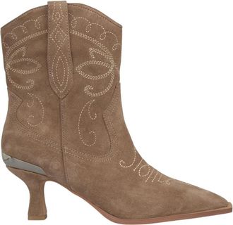 Alma En Pena Geborduurde enkellaarsjes - Dames - Cowboylaarzen - Beige - 41 EU - Schoenen