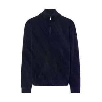 Roberto Ricci Design Velvet Half Zip Knit - Heren - Truien - Blauw - Maat: XL Velours