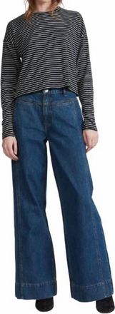 Rag & Bone Knit Stripe Crewneck Pullover Top In Black