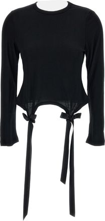 Simone Rocha Black Bow Tail Easy Cropped T-Shirt