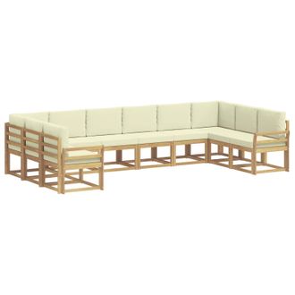 vidaXL Conjunto De Sof&aacute;s De Exterior Con Coj&iacute;n 10 Pcs Blanco Y Crema Vidaxl