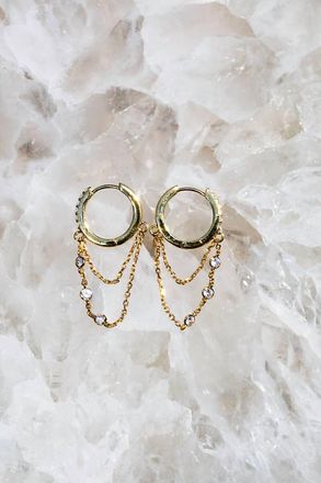 Native Gem Womens Tresor Huggies Earring In Gold