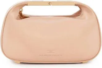Elisabetta Franchi Handbags, female, Beige, Size: ONE SIZE Hobo Bag with Jewel Handle