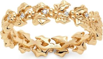 Made by Mary Cubic Zirconia Birthstone Flower Eternity Band Ring in Gold December at Nordstrom, Size 10