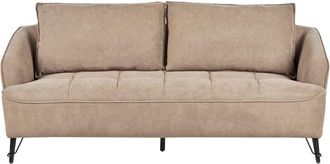 Beliani Beliani - Modern Upholstered 3 Seater Sofa Fabric Additional Pillows Brown Hobro