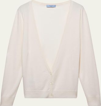 Prada Plunging V-Neck Cashmere Cardigan