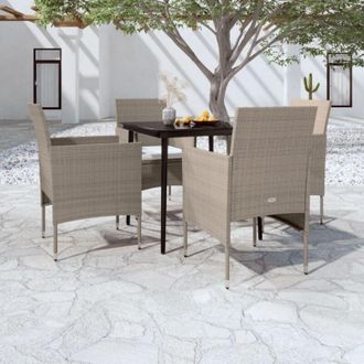 vidaXL Vidaxl - Juego De Comedor De Jard&iacute;n 5 Piezas Con Cojines Beige Y Negro