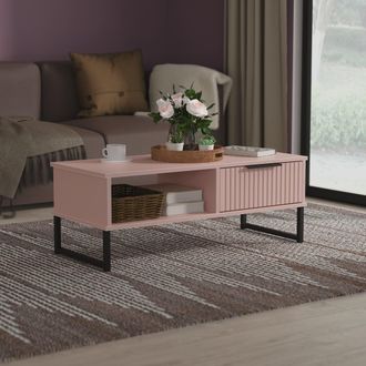 Lewis's Fluted 1 Drawer Coffee Table in Kobe Pink - Ready Assembled - Lewiss Home | TJ Hughes