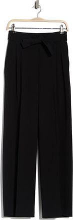 BOSS Tapiana Pleated Tie Waist Straight Leg Pants in Black at Nordstrom Rack, Size 12