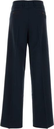 Miu Miu Womens Stretch Wool Trousers Navy Virgin Elastane