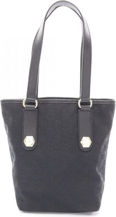 Gucci Black Canvas Leather Tote Bag (Pre-Owned)