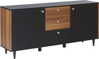 Beliani Beliani - Aparador Negro Con Tablero De Part&iacute;culas De Madera Oscura 3 Cajones 2 Puertas Kuro