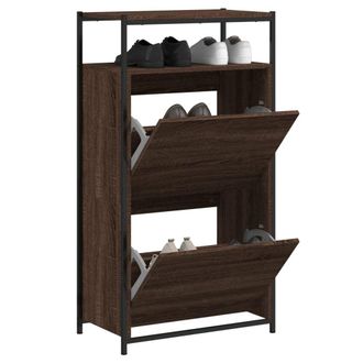 Berkfield Home Shoe Cabinet Brown Oak 60x34x112 Engineered Wood