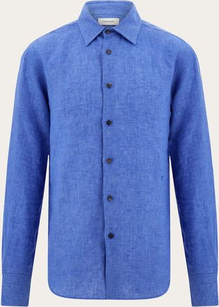 Ferragamo Men Popline shirt Blue