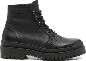 Marc O'Polo 55 mm leren veterlaarzen - Zwart