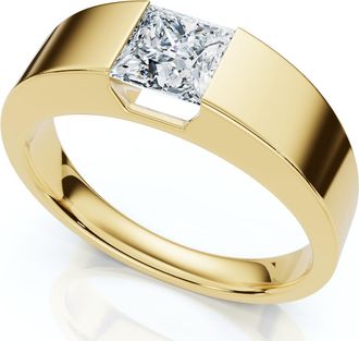 Pompeii3 Mens 1Ct Princess Cut Diamond Wedding Anniversary Ring 14k Gold or Pt Lab Grown