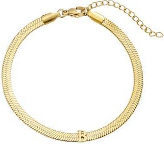 Adornia 18k Gold Plated Initial Herringbone Chain Bracelet in Gold-B at Nordstrom Rack