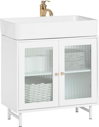 SoBuy Under Sink Cabinet Vanity Unit with 2 Glass Doors,BZR115-W - Sobuy