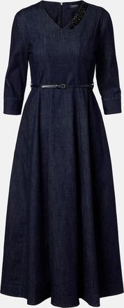 Max Mara Vela embellished belted denim midi dress