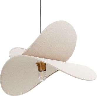 Beliani L&aacute;mpara Colgante Moderno Iluminaci&oacute;n De Techo Pantalla De Tela De Lino Bombilla Expuesta Beige Mascota
