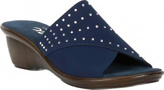 Onex Womens Nori Rhinestone Elastic Wedge Sandals In Navy