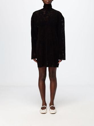 Msgm Mini abito da sera in pizzo con collo alto e maniche lunghe