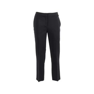 Elisabetta Franchi Straight Trousers, female, Black, Size: XL Logo Charm Trousers