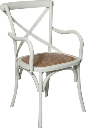 Biscottini International Silla De Cocina Silla De Madera Y Rat&aacute;n 90x52x44 Cm Sill&oacute;n Con Brazos R&uacute;sticos Silla De Comedor Moderna Thonet Vintage