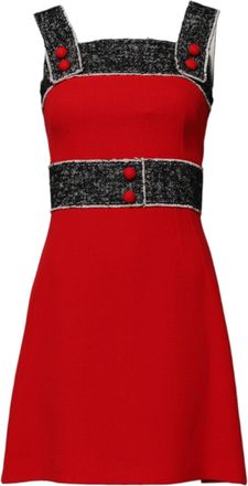 Dolce & Gabbana Womens Red Wool Sleeveless A-Line Flared Mini Dress