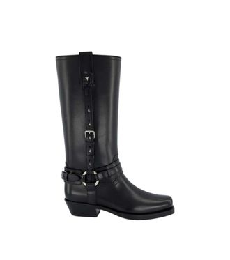 Fendi Black Leather Harness Boots