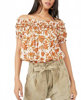 Free People Womens Suki Floral Off The Shoulder Top In In Ivory Combo
