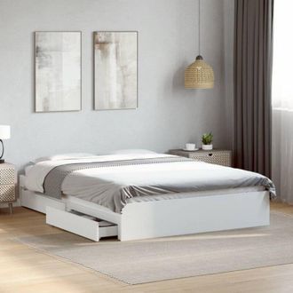 vidaXL Cama Con Cajones Madera De Ingenier&iacute;a Blanco 135x190 Cm Vidaxl