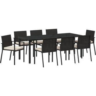 vidaXL Conjunto De Comedor De Jard&iacute;n 9 Pcs Negro Vidaxl