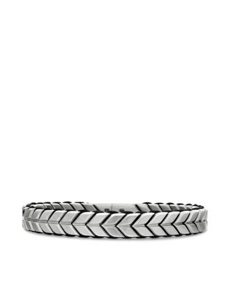 David Yurman sterling silver Chevron Woven bracelet (9mm) - men - Diamond/Sterling Silver - S