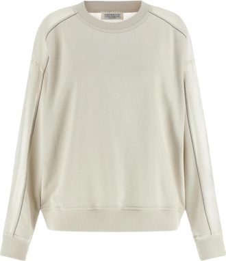 Brunello Cucinelli Organza en Monile Sweatshirt - Dames - Sweatshirts - Beige - XS - Organza - Hoodies & sweatvesten