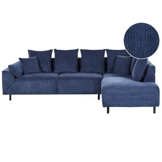 Beliani Beliani - Sof&aacute; Esquinero Izquierdo Moderno Cojines De Pana Patas De Metal Azul Lunner
