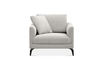 Castlery Lena Armchair Customized, (Performance Fleece) Medium Grey (Matte Black Legs), Spill Resistant, Removable Covers for Castlery Chairs