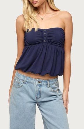 Edikted Yury Strapless Bubble Top in Navy at Nordstrom, Size X-Small