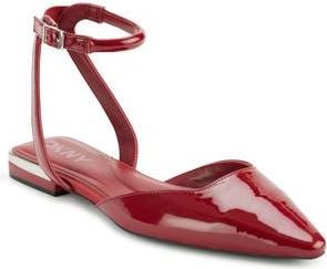 DKNY Cacia Ankle Strap Flat in Ruby Red at Nordstrom Rack, Size 6.5