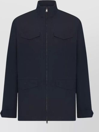 Herno high collar long sleeve coat flap pockets