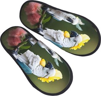 Generic Beautiful Cockatoo Bird Flower Men Women House Shoes Lightweight Slippers Fluffy Shoes For Indoor Outdoor Winter L