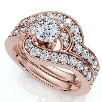 Pompeii3 1Ct TW Diamond Engagement Wedding Ring Set 14k or Platinum Gold Lab Grown