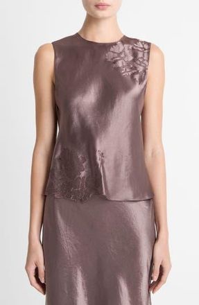 Vince Embroidered Satin Shell in Smoky Berry at Nordstrom Rack, Size X-Large