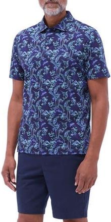 Bugatchi Hendrix Digital Island Print Pima Cotton Polo in Navy at Nordstrom Rack, Size Medium