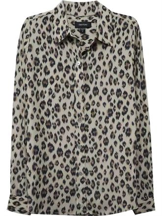 Karen Kane Womens Leopard Print Long Sleeve Shirt In Cream