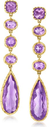Ross-Simons Amethyst Drop Earrings in 18kt Gold Over Sterling