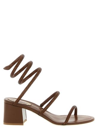 Rene Caovilla Brown Viscose Strap-On Womens Sandals