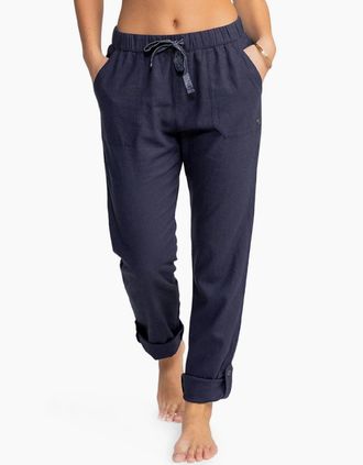 Roxy Womens Roxy Womens On The Seashore Linen Trousers Cargo Pants - Navy - Size: 12/12
